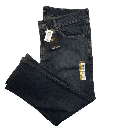 Lee Mens Regular Straight Fit Dark Wash Jeans 36x29 Horizon Denim Classic Style - Picture 9 of 11